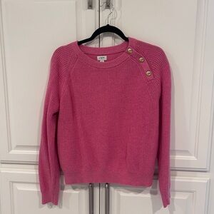 J. Crew Pink Crew Neck Sweater with Button Accents